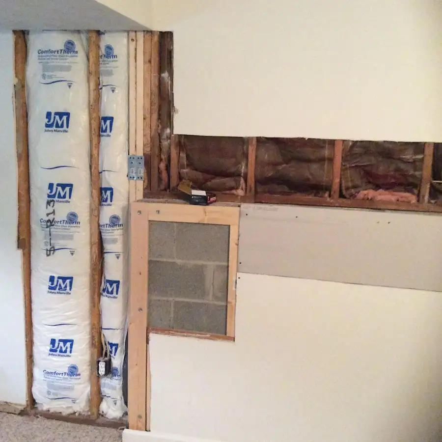 Wall insulation replacement during Basement Flood Cleanup in Linthicum